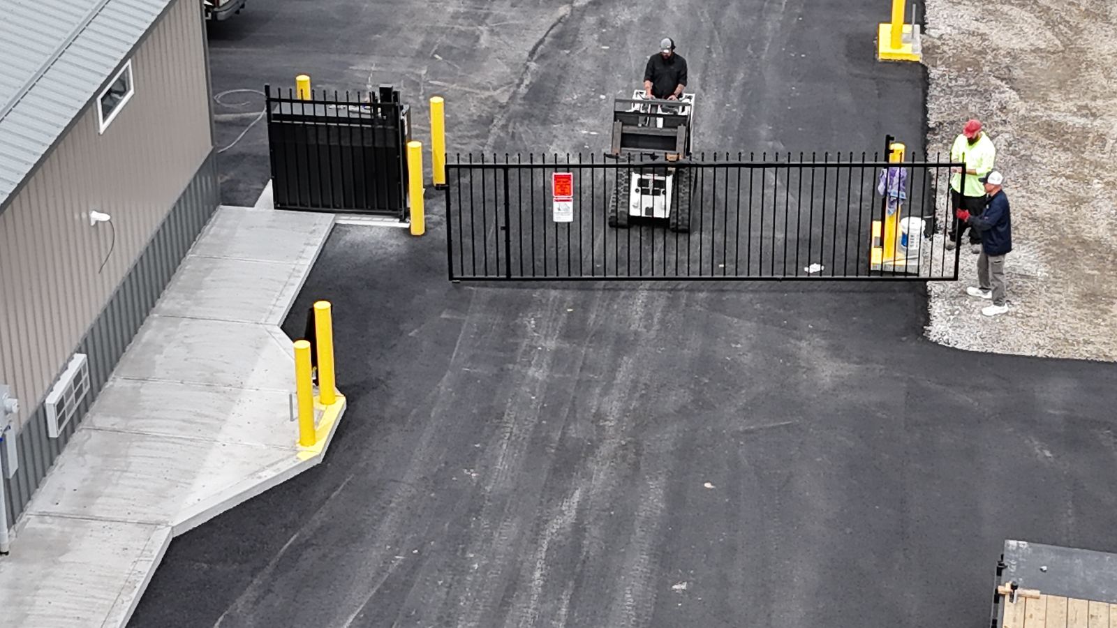 Gate operator equipment installed at a storage facility